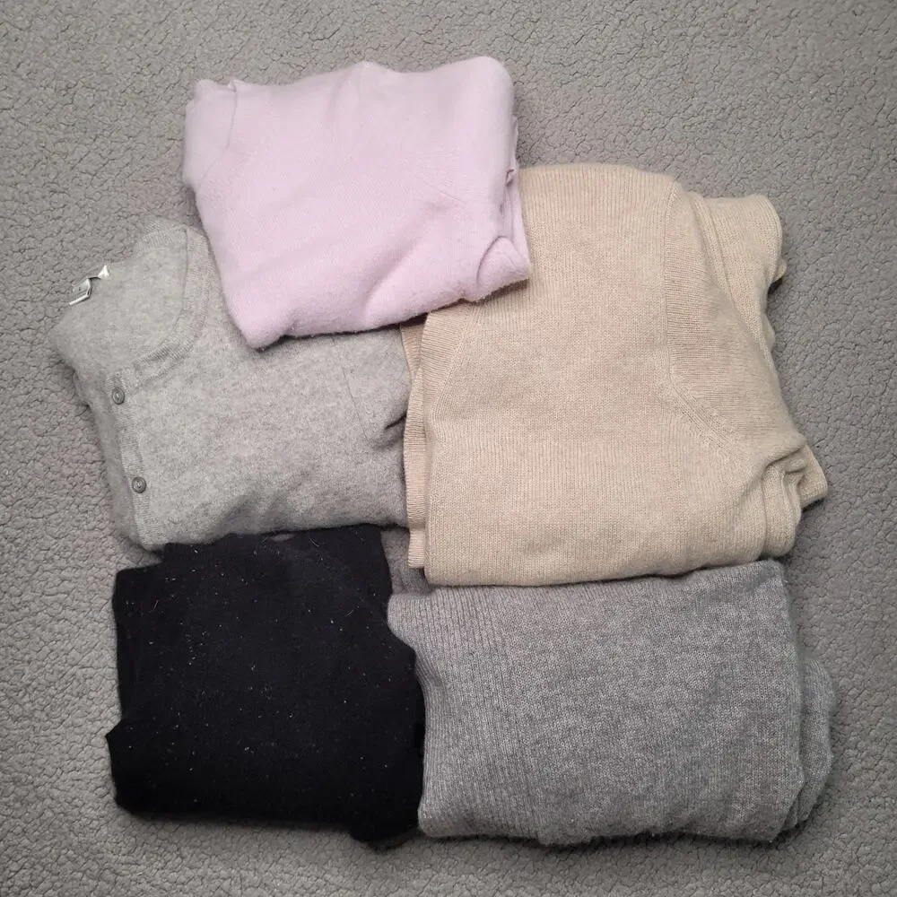 5pc CASHMERE Sweaters Tops Lot‎ Crafts Cutter Flaws Holes Upcycle Fabric DIY
